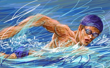 Sport Painting - swimming impressionist